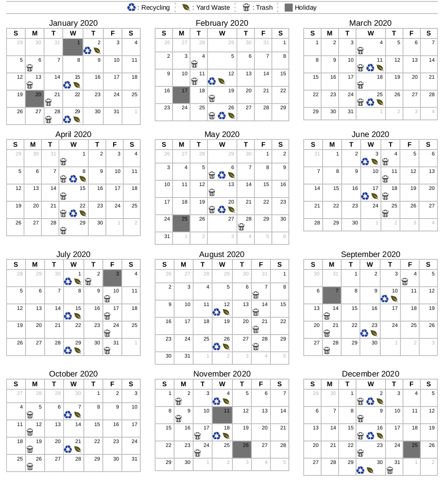 Waste Calendar | Olentangy Meadows HOA